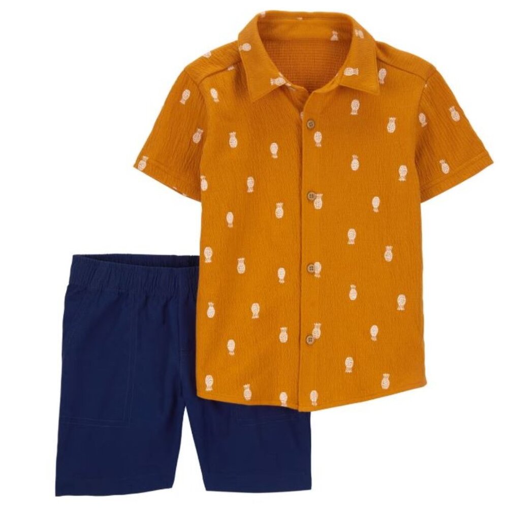 NWT Carter's Toddler Boy 2-Piece Pineapple-Print Shirt & Canvas Shorts Set - Picture 1 of 10